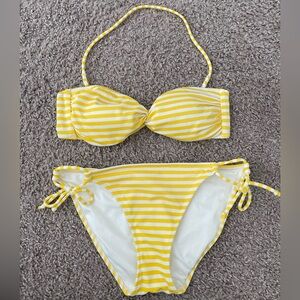 Victoria's Secret Yellow and White Striped Bandeau Bikini